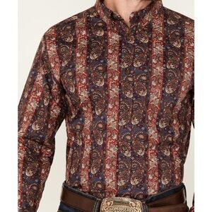 CODY JAMES DECOY PAISLEY PRINT LONG SLEEVE STRETCH BUTTON-DOWN WESTERN SHIRT M